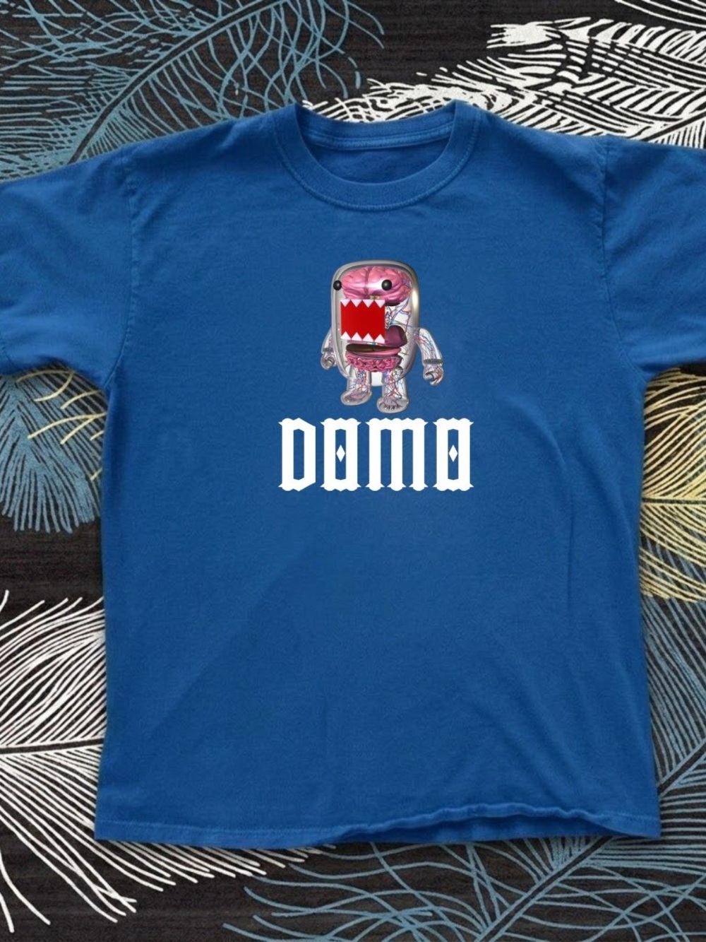Gildan Blue Graphic Tee with Pink Monster Print